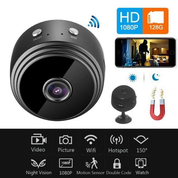 Mini Caméra Espion WiFi 1080P - Couvercle Magnétique, Batterie Intégrée 240mAh - Surveillance Discrète Maison/bureau/voiture