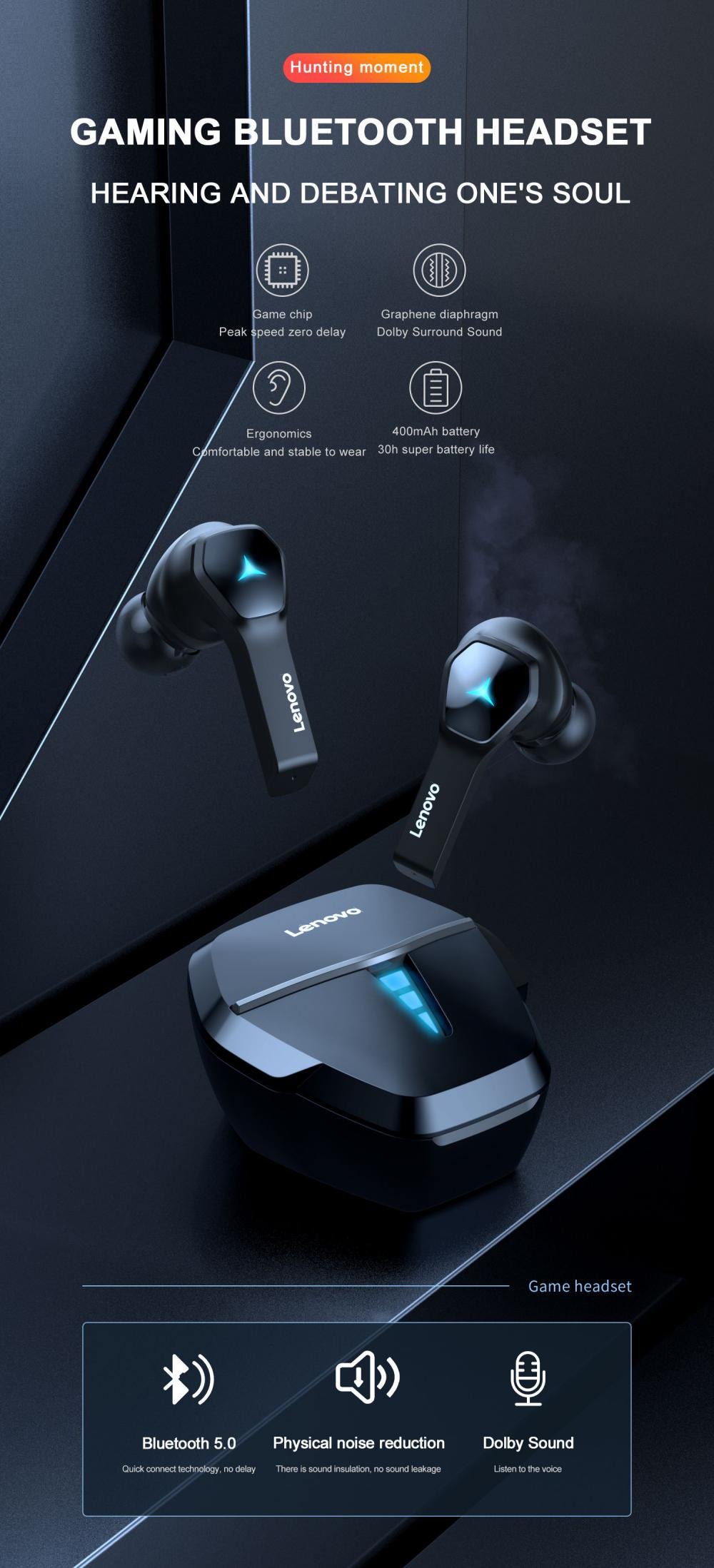 Lenovo HQ08 True Wireless Gaming Earbuds