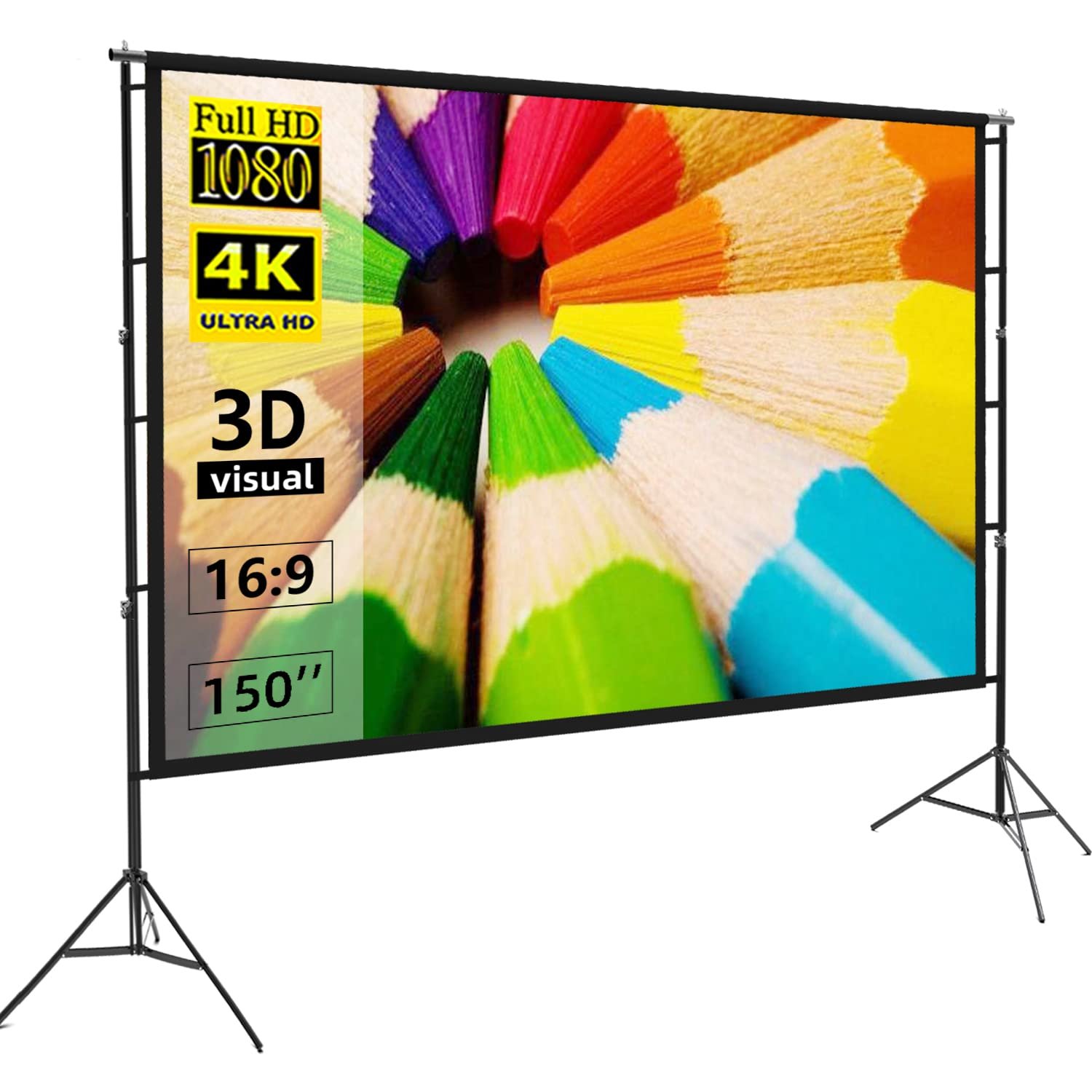 Projector Screen 150inch Tripod Portable Double Stand 8x10 Feet 43MW