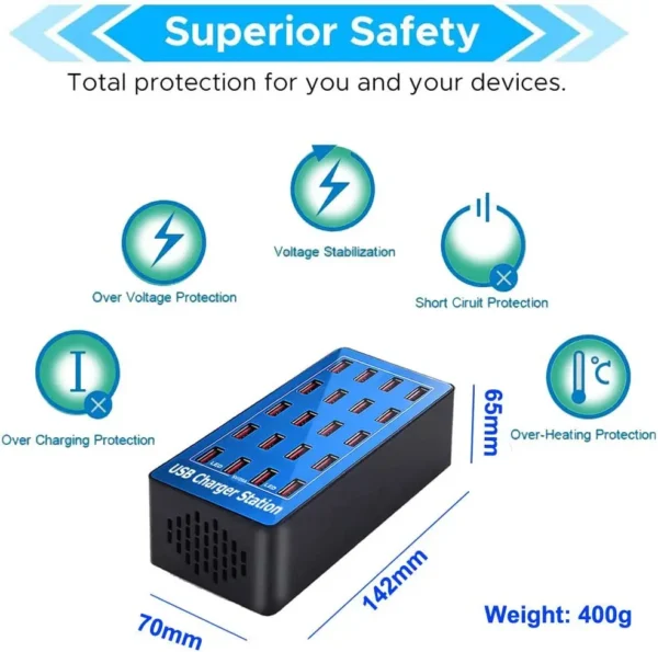 20-Port USB Charging Station