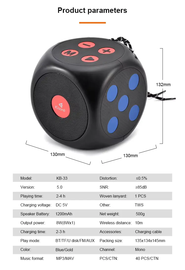 Dice Portable Bluetooth Speaker