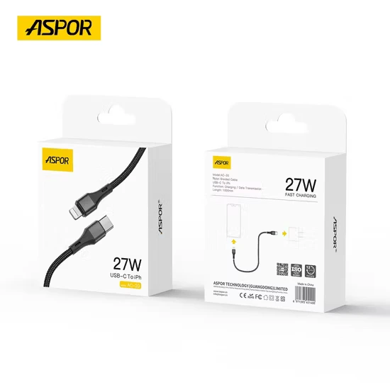 Aspor 27W Type-C To Lightning Fast Data Cable