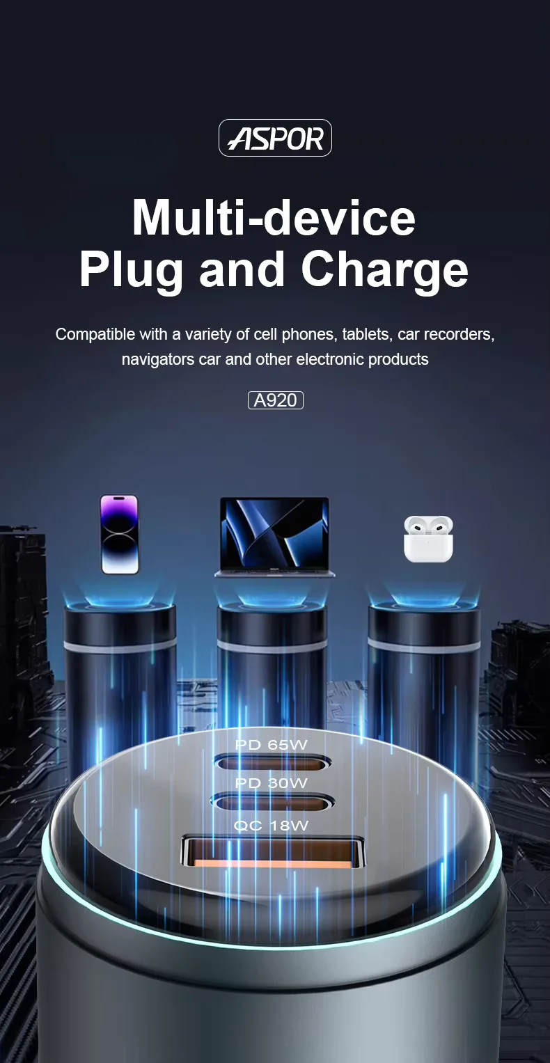 Aspor A920 95W USB Car Charger