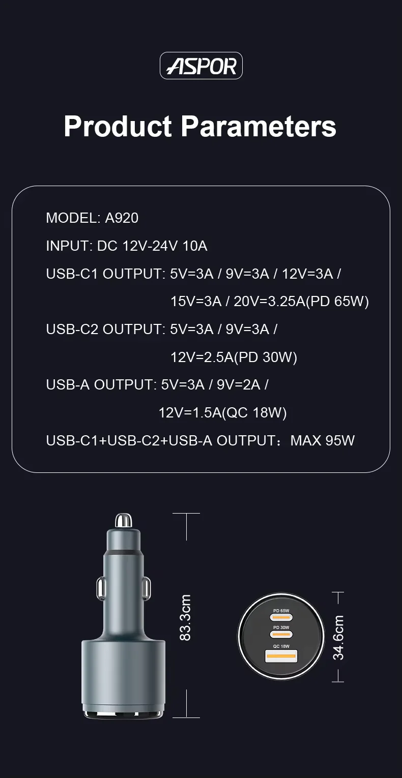 Aspor Car Charger for Mobile Phones